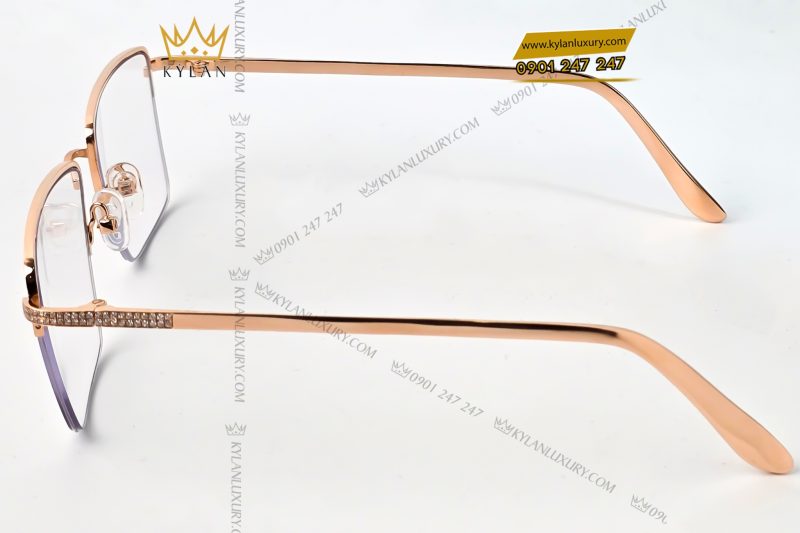 Mắt kính vàng hồng Au750 đính kim cương
