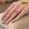 Nhẫn nữ vàng hồng Au750 đính kim cương & ruby hồng