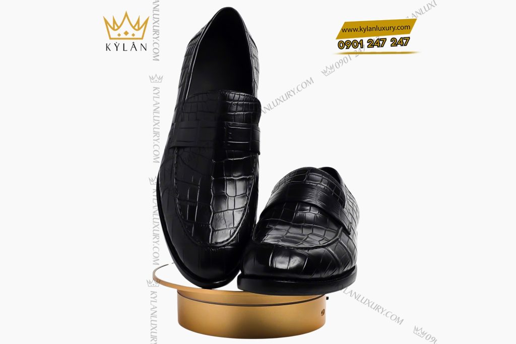 Giày da cá Alligator black 15 Kỳ Lân Luxury 6 87 Giày da cá Alligator black
