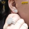 Cặp bông tai vàng trắng nguyên khối Au750 đính viên chủ kim cương 5ly4