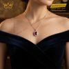 Mặt dây chuyền vàng trắng nguyên khối Au750 đính kim cương và đá ruby