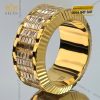 Nhẫn Rolex xoay vàng nguyên khối Au750 đính 5 hàng kim cương baguette