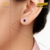 Bông tai vàng trắng Au750 đính kim cương và đá Ruby 