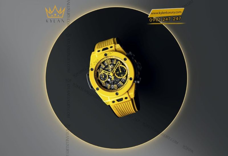 Hublot Big Bang Unico Yellow Magic 44mm gốm sứ vàng, dây cao su đen-vàng, phong cách thể thao sang trọng