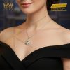 Mặt dây chuyền vàng trắng nguyên khối Au750 đính kim cương và đá Sapphire vàng