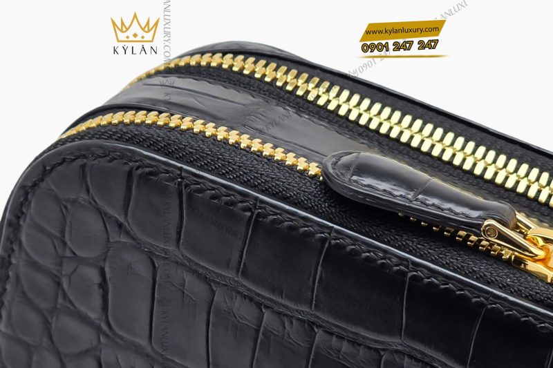 Túi Clutch Nam Da Cá Alligator Black