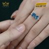 Nhẫn nữ vàng nguyên khối Au750 đính hai viên chủ đá Topaz