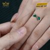 Nhẫn nữ vàng nguyên khối Au750 đính hai viên chủ đá ngọc lục bảo