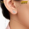 Bông tai vàng trắng Au750 đính kim cương