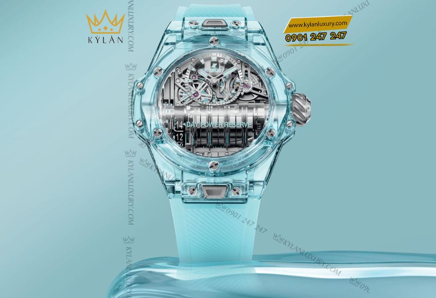 Hublot MP-11 14-Day Power Reserve Water Blue Sapphire – đồng hồ sapphire trong suốt sắc xanh đại dương với 14 ngày năng lượng