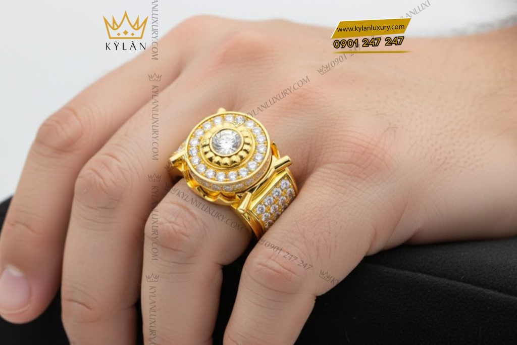 Kỳ Lân Luxury 7 98 Nhẫn nam vàng vàng Au750 đính kim cương