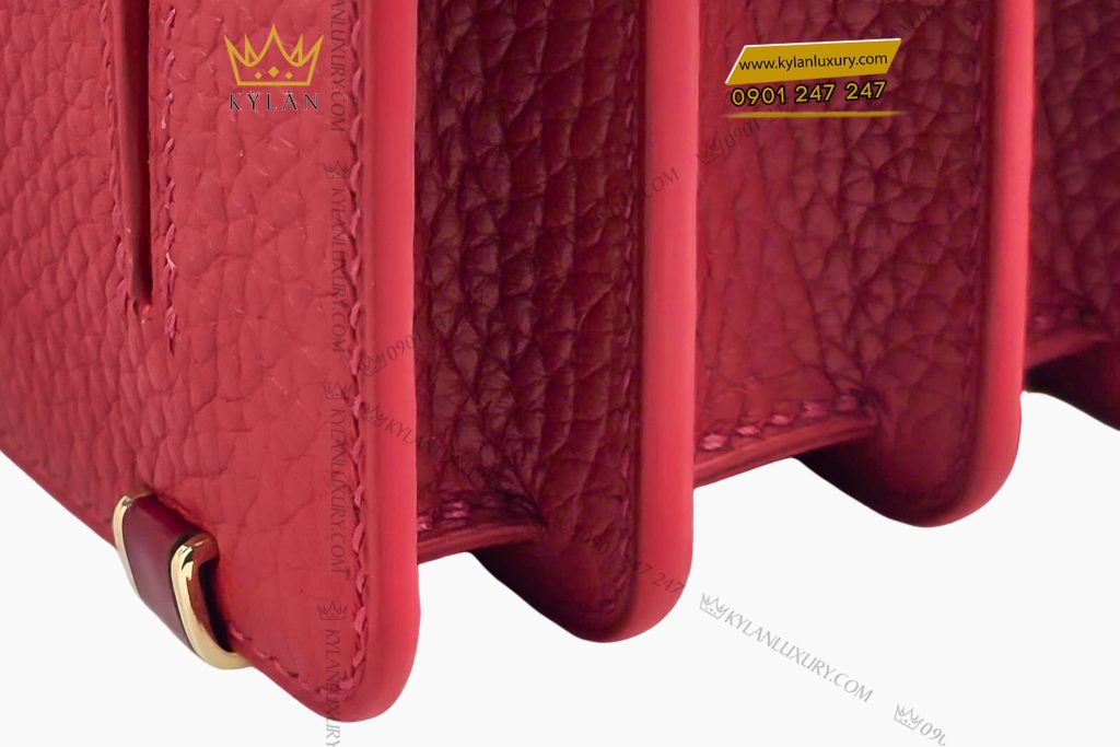 Kỳ Lân Luxury 8 10 Túi xách da Togo mix da Alligator màu đỏ đính logo vàng LDH