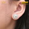 Cặp bông tai vàng trắng nguyên khối Au750 đính viên chủ kim cương 5ly4