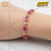 Lắc tay vàng hồng nguyên khối Au750 đính kim cương và đá ruby 