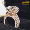 Nhẫn nữ vàng hồng nguyên khối Au750 đính viên kim cương chủ 15ly
