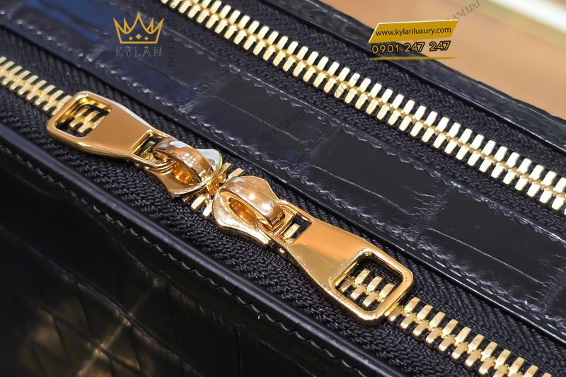 Túi Clutch Da Cá Alligator Black