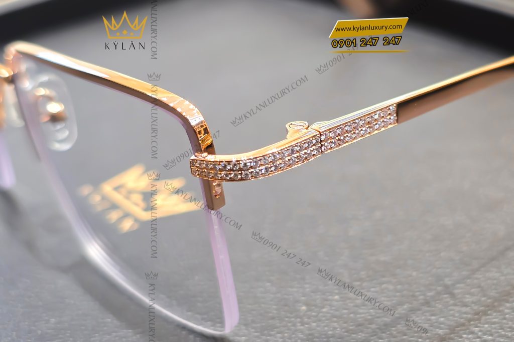 Mắt kính vàng hồng Au750 đính kim cương 4 Mắt kính vàng hồng Au750 đính kim cương