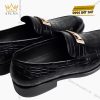 Giày nam da cá Alligator black đính logo vương miện vàng full kim cương
