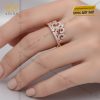 Nhẫn nữ vương miện vàng hồng Au750 đính kim cương
