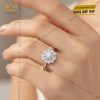 Nhẫn nữ kim cương vàng trắng nguyên khối Au750 