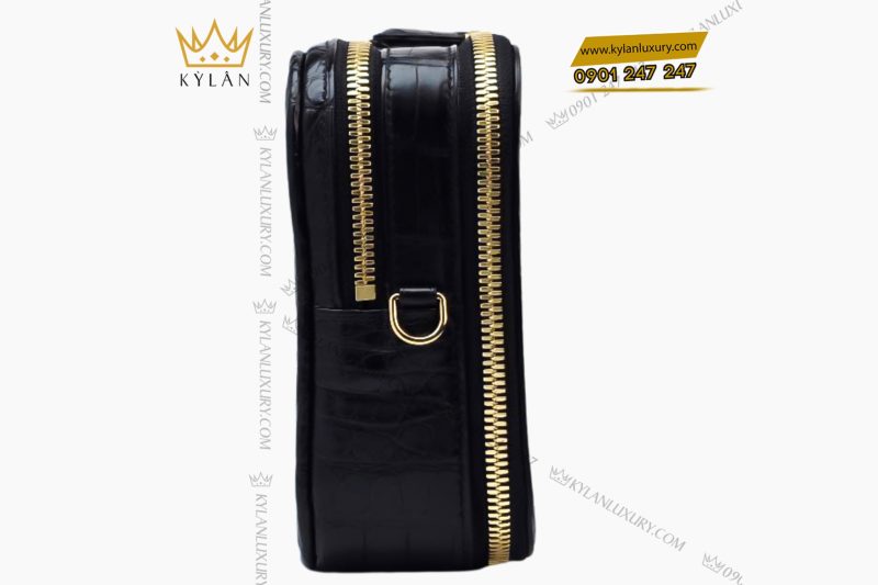 Túi Clutch Nam Da Cá Alligator Black