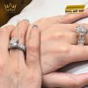 Nhẫn nữ vàng hồng nguyên khối Au750 đính viên kim cương chủ 15ly