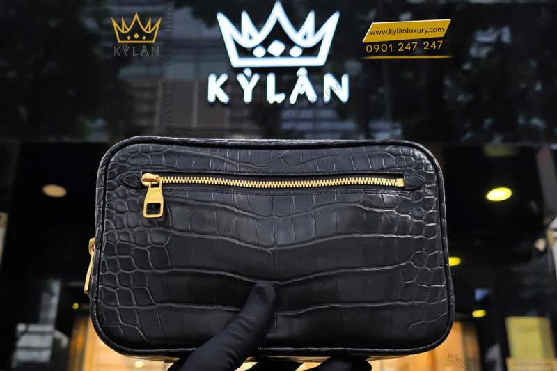 Túi Clutch Da Cá Alligator Black