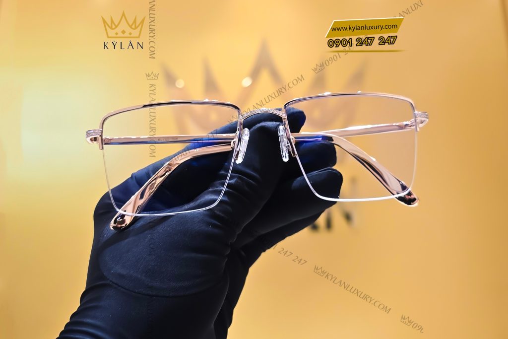 Mắt kính vàng hồng Au750 đính kim cương 16 Kỳ Lân Luxury 9 27 Mắt kính vàng hồng Au750 đính kim cương