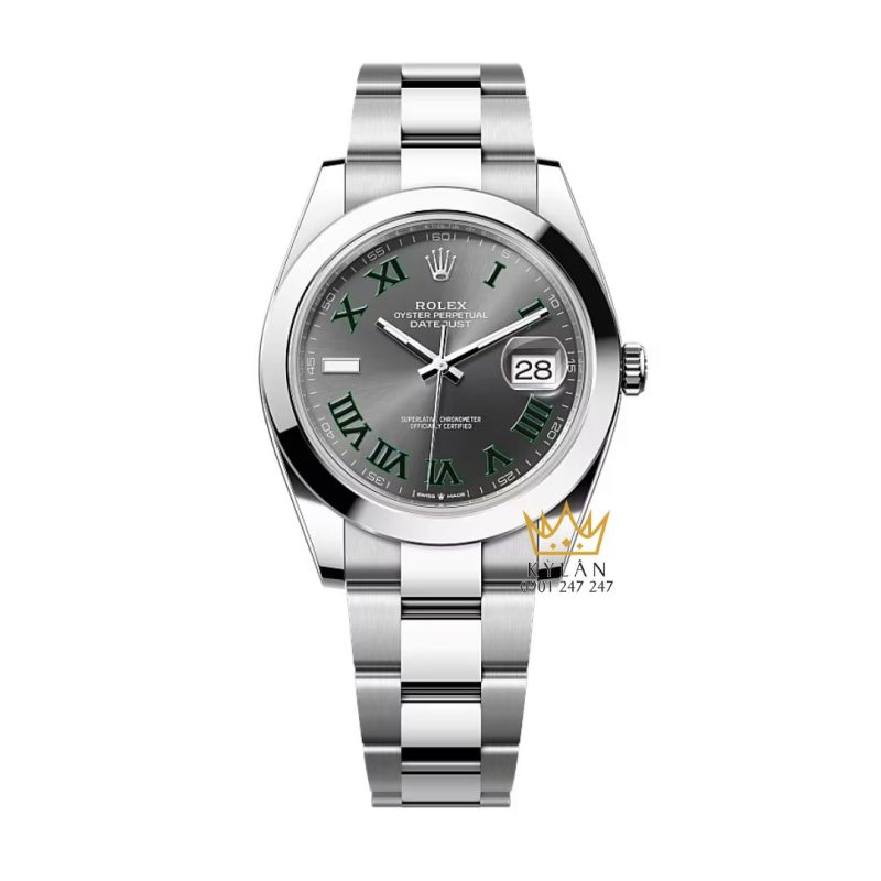 Đồng hồ Rolex Datejust 41 xám La Mã vành trơn 126300-0013