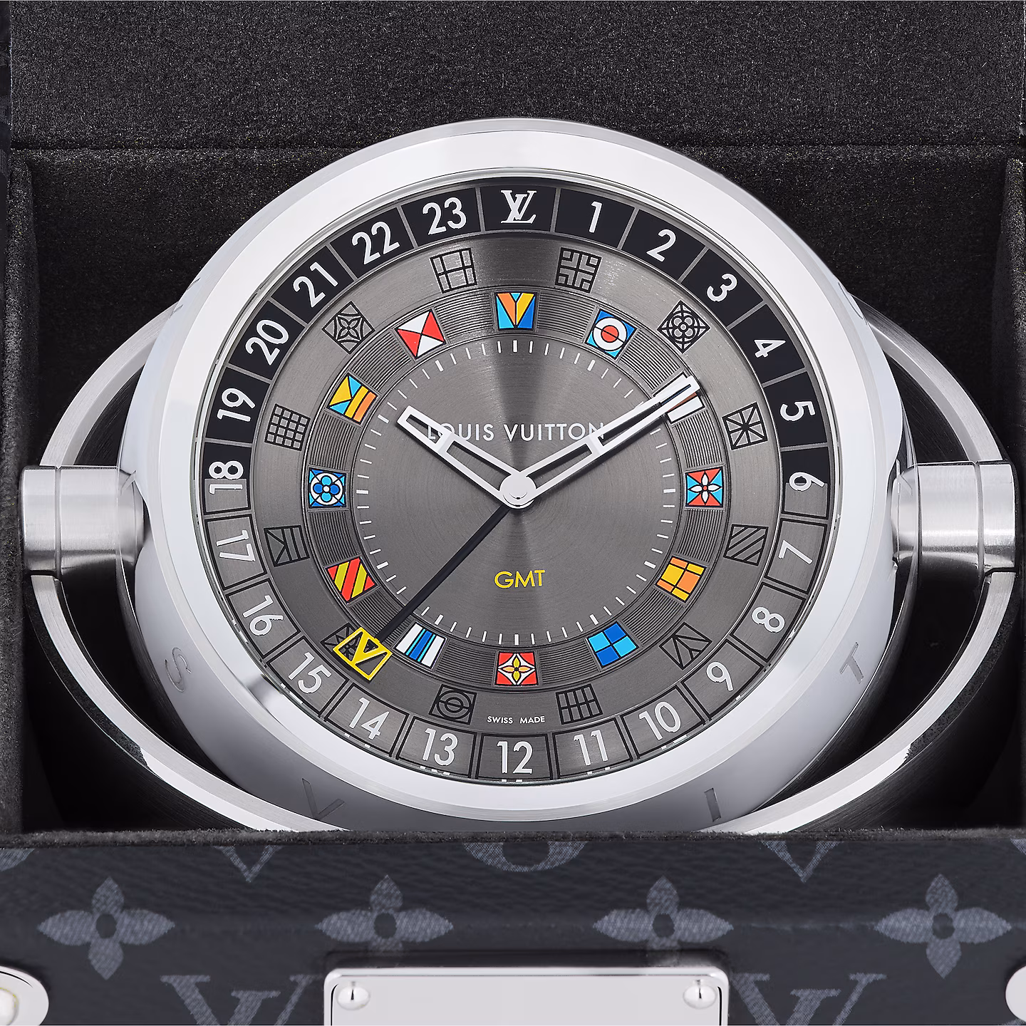 Kỳ Lân Luxury Dong ho de ban Trunk Table Clock2 Đồng hồ để bàn Louis Vuitton Trunk Table Clock