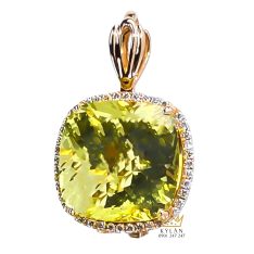 Mặt dây chuyền vàng hồng Au750 đính đá thạch anh vàng