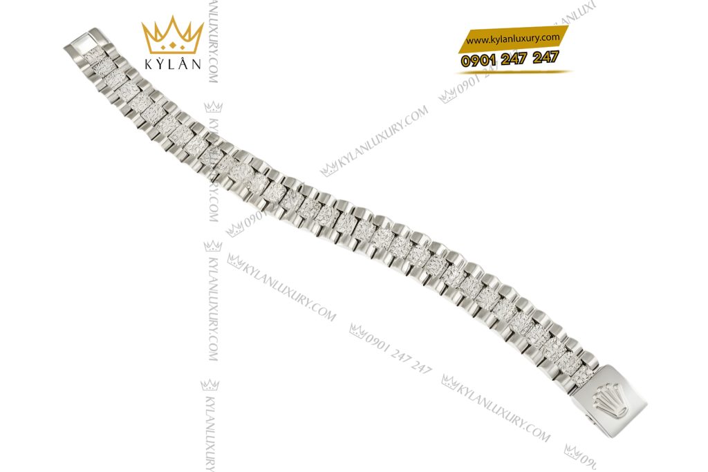 Kỳ Lân Luxury Lac tay Rolex vang trang Au750 dinh 4 hang kim cuong 4 1 Lắc tay Rolex vàng trắng Au750 đính 4 hàng kim cương