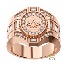Nhẫn Kỳ Lân Crown vàng hồng Au750 đính kim cương