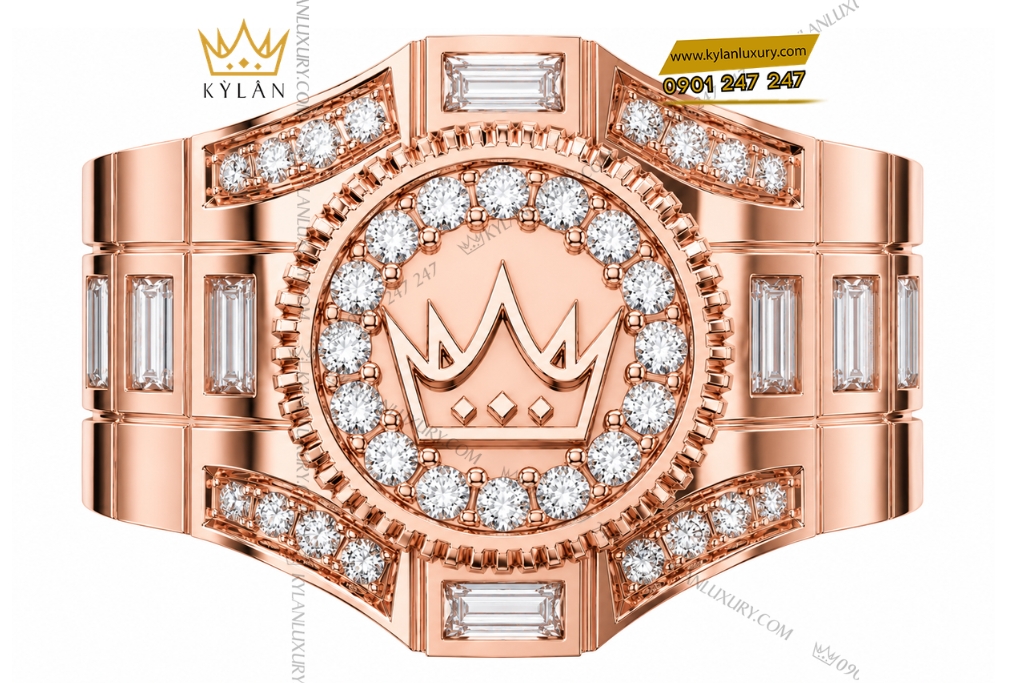 Nhẫn Kỳ Lân Crown vàng hồng Au750 đính kim cương