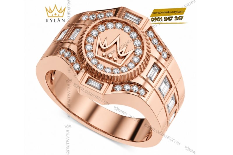 Nhẫn Kỳ Lân Crown vàng hồng Au750 đính kim cương