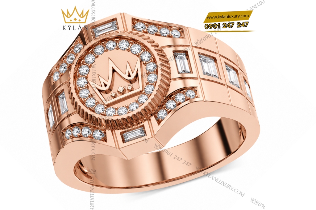 Kỳ Lân Luxury Nhan Ky Lan Crown vang hong Au750 dinh kim cuong 5 Nhẫn Kỳ Lân Crown vàng hồng Au750 đính kim cương