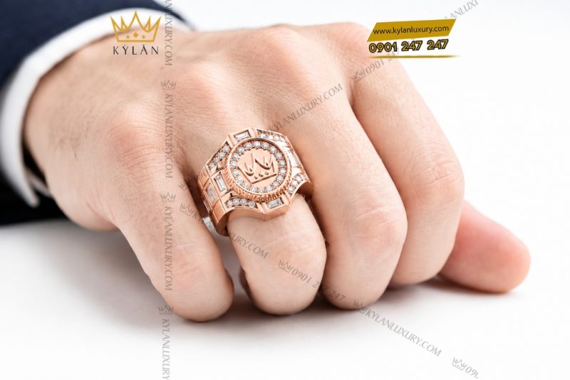 Nhẫn Kỳ Lân Crown vàng hồng Au750 đính kim cương