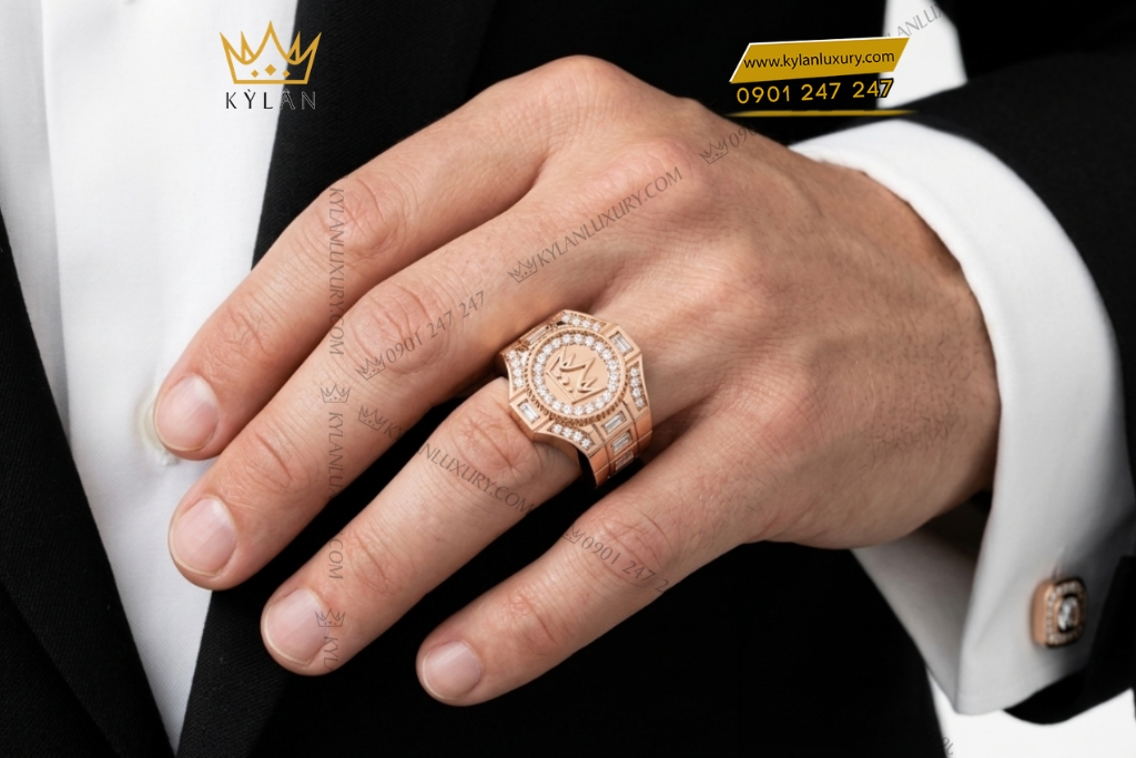 Kỳ Lân Luxury Nhan Ky Lan Crown vang hong Au750 dinh kim cuong 9 Nhẫn Kỳ Lân Crown vàng hồng Au750 đính kim cương