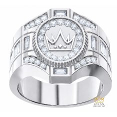 Nhẫn Kỳ Lân Crown vàng trắng Au750 đính kim cương