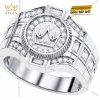 Nhẫn Kỳ Lân Crown vàng trắng Au750 đính kim cương