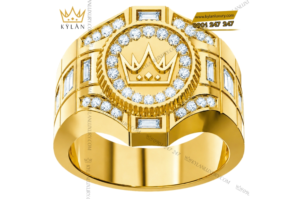 Nhẫn Kỳ Lân Crown vàng vàng Au750 đính kim cương