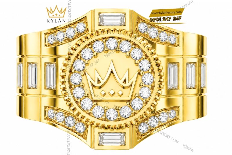 Nhẫn Kỳ Lân Crown vàng vàng Au750 đính kim cương
