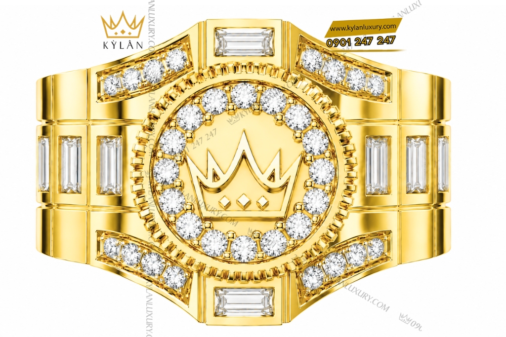 Nhẫn Kỳ Lân Crown vàng vàng Au750 đính kim cương