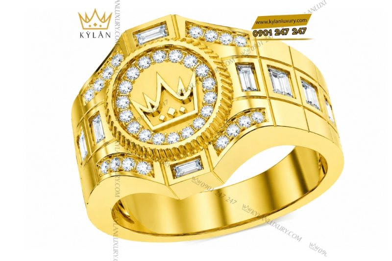 Nhẫn Kỳ Lân Crown vàng vàng Au750 đính kim cương
