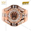 Nhẫn Rolex vàng hồng Au750 đính kim cương