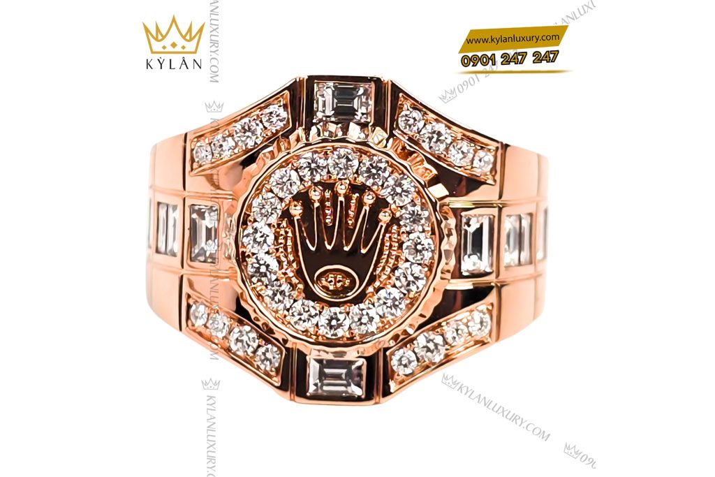 Nhẫn Rolex vàng hồng Au750 đính kim cương 8 Kỳ Lân Luxury Nhan Rolex vang hong Au750 dinh kim cuong 1 Nhẫn Rolex vàng hồng Au750 đính kim cương