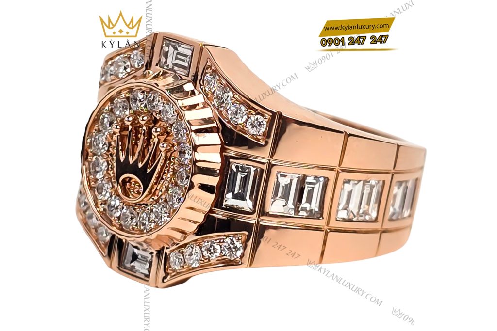 Nhẫn Rolex vàng hồng Au750 đính kim cương 9 Kỳ Lân Luxury Nhan Rolex vang hong Au750 dinh kim cuong 2 Nhẫn Rolex vàng hồng Au750 đính kim cương