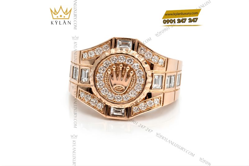 Nhẫn Rolex vàng hồng Au750 đính kim cương
