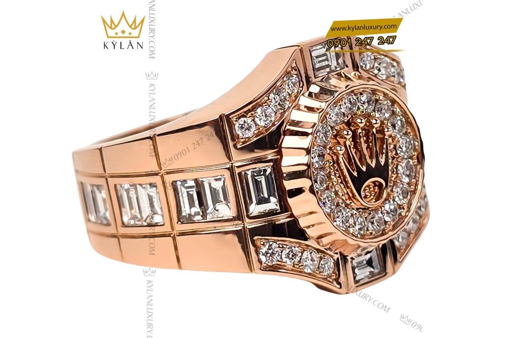 Nhẫn Rolex vàng hồng Au750 đính kim cương 10 Kỳ Lân Luxury Nhan Rolex vang hong Au750 dinh kim cuong 3 Nhẫn Rolex vàng hồng Au750 đính kim cương