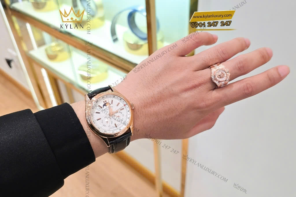 Kỳ Lân Luxury Nhan Rolex vang hong Au750 dinh kim cuong 3 2 Nhẫn Rolex vàng hồng Au750 đính kim cương